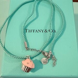 🧁 Tiffany & Co. Cupcake Necklace on Tiffany Silk Cord 16-18”